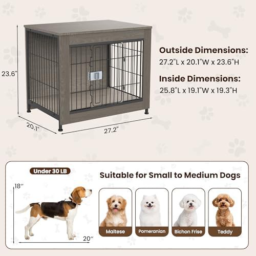 Greige Wooden Furniture Style Dog Crate — photo 3