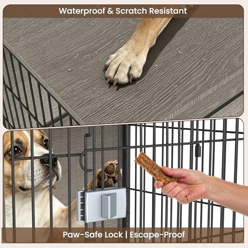 Greige Wooden Furniture Style Dog Crate — photo 5