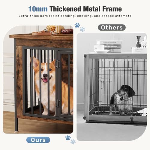 54 inch rustic brown double dog crate furniture — photo 5