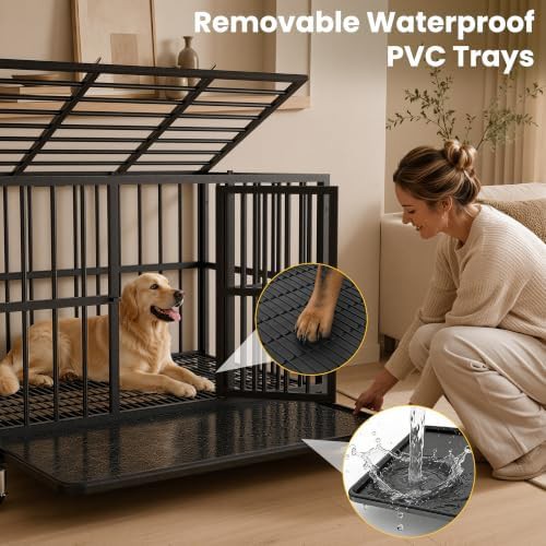 Black heavy duty steel dog crate 48 inch — photo 3