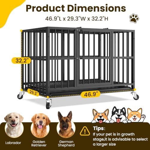 Black heavy duty steel dog crate 48 inch — photo 5