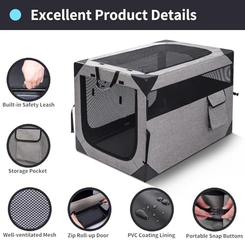 Portable soft foldable travel 30 inch dog crate — photo 3