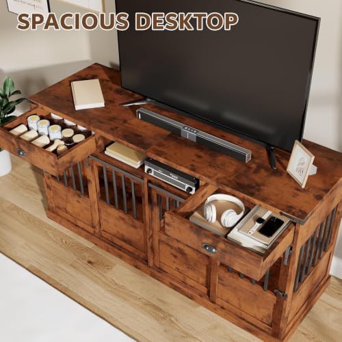 Double dog crate furniture with charging station — photo 3