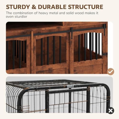 Double dog crate furniture with charging station — photo 5