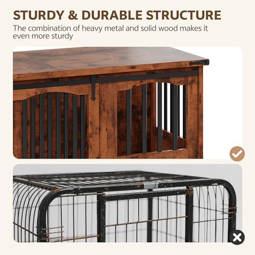 Brown wooden furniture dog crate 53 inch — photo 3