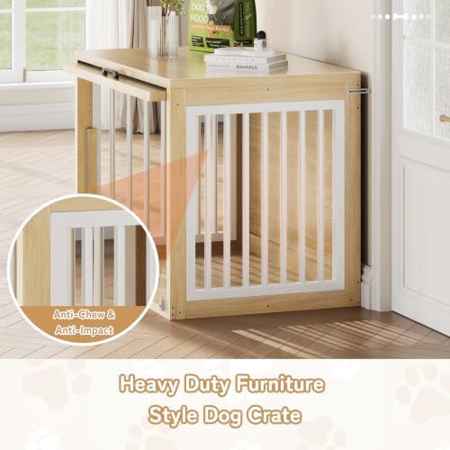 Oak wooden dog kennel with sliding door — photo 4